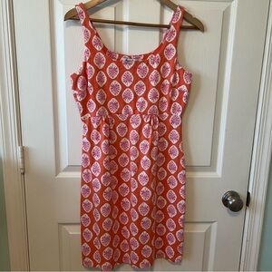 Tommy Bahama Coral and White Leaf Print Midi Dress women’s size small